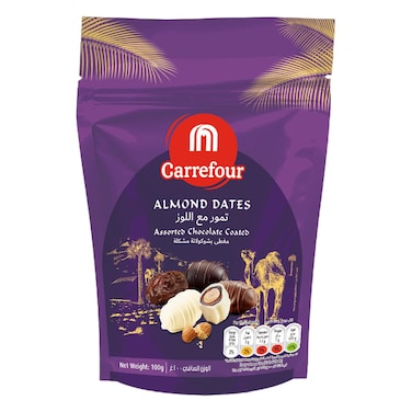 Carrefour Assorted Almond Chocolate Coated Dates, 100g
