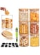 Tycom Glass Jars Set 8cm*10cm (6 Packs), Food Storage Containers for Kitchen, Spice jars With Labels, Marker and spoons, Wood Lid. (Round 6p)