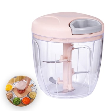 Manual Food Chopper Pink/Clear 12.5 x 12 x 12cm