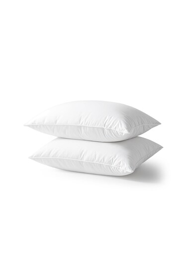 Linen Twin Rest 2 Piece Set Piping Extra Soft Pillow Micro Fiber White 50x70cm