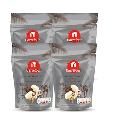 Carrefour Almond White Chocolate Dates, 100g Pack of 4