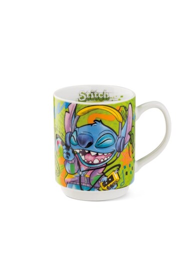 Stackable Mug Stitch Ml 350 Green color Material is Porcelain and safe Dishwasher, Microwave