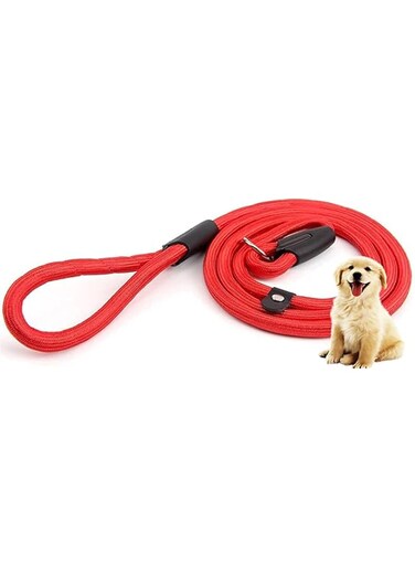 ELECDON Dog Rope Leash, Dog Rope for Dog Training, Pet Nylon Slip Rope Lead Durable Sturdy Comfortable Pet Leash Puppy No Pull Training Slip Lead for Puppy Small Dogs Walking, Hiking, Camping, Red
