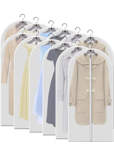 48-Inch Clear Garment Bags with Full Zipper - Dustproof Hanging Storage for Closets, Travel, and Seasonal Clothing Protection