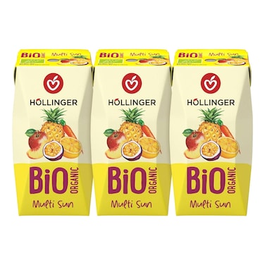 Hollinger Organic Multi Sun Juice, 200ml Pack of 3