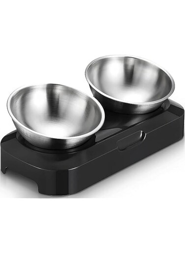 ChicAbode Cat Bowls, Elevated Cat Food Bowls, Anti Vomiting Cat Bowl Set, Stainless Steel Cat Bowls, Cat Bowls for Food and Water, Raised Cat Bowls for Indoor Cats, Orthopedic Cat Bowl