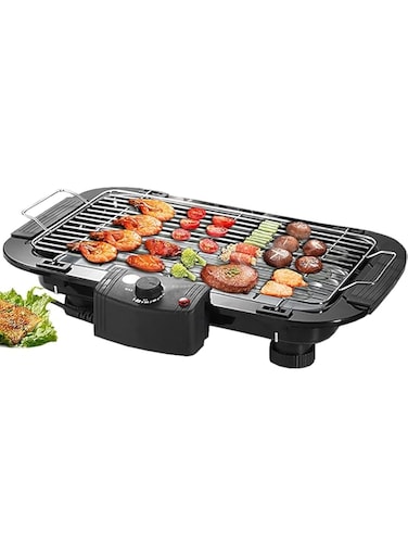 ELTERAZONE Grill Machine 2000W Smokeless Electric Grill/50-350&deg;C temperature control Indoor and Outdoor Portable BBQ Grilling &amp; Searing/Griddle Hot Plate Removable/For 2-7 People,Black,Thai plug