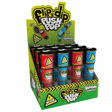 Bazooka Flip 'N Dip Push Pop Sour Hard Candy, 25g
