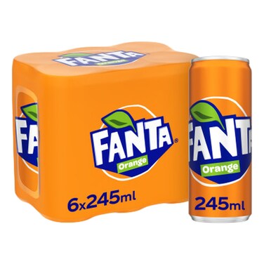 فانتا أورانج مشروب غازي بنكهة البرتقال، علبة ‎245 ملل‎، حزمة من 6