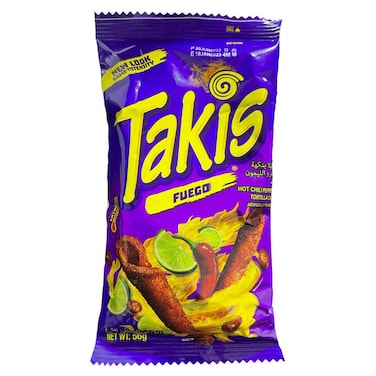 Takis Fuego Hot Chili Pepper and Lime Rolled Tortilla Chips, 56g