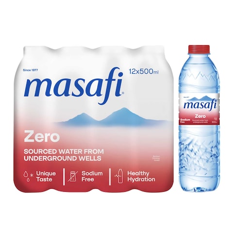 Masafi Zero % Sodium Free Water 500ml Pack of 12