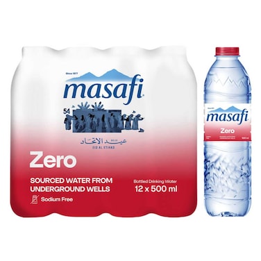 Masafi Zero % Sodium Free Water 500ml Pack of 12