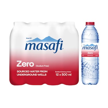 Masafi Zero % Sodium Free Water 500ml Pack of 12