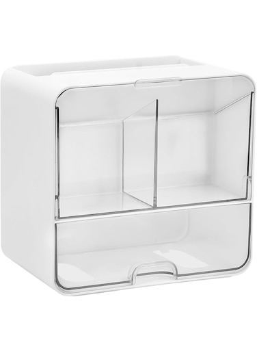 Wall Mounted Storage Box, Double Layer Plastic Drawer Organizer