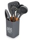 9-Piece Kitchen Utensil Set with Holder Rack, Silicone Cooking Kitchen Tool Set with Wooden Handle