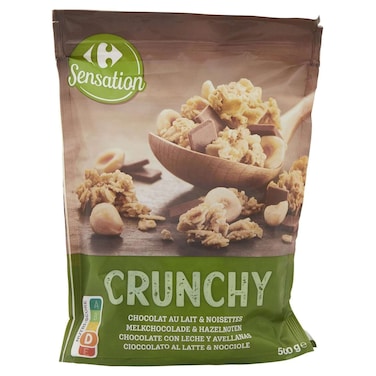 Carrefour Sensation Crunchy Milk Chocolate and Hazelnut Muesli Cereal, 500g