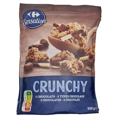Carrefour Crunchy Muesli with Three Chocolates, 500g