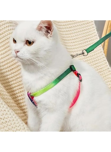 Brownish Arte Colorful Cat Harness and Leash Set, Nylon Pet Lead Leash Harness Kitten Belt Strap Safety Rope Adjustable Cat Collar
