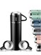 500ml Stainless Steel Vacuum Thermos Flask with Silicone Handle &acirc;&euro;&ldquo; Water Bottle with 2 Stainless Steel Cups Set for Hot &amp; Cold Outdoor Travel   Gift Box (2 PACK, BLACK) &acirc;&euro;&ldquo; Ideal for Hiking, Camping, and Travel