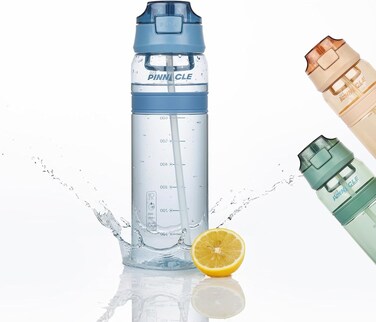 Quench Hydration Bottle (850ML, Blue) - Motivational Water Bottle with Sipper, One-Handed Operation, Hydration Tracker &amp; Flip Top Lid
