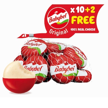 Mini Babybel Original Cheese Snack , Pack of 10+2 free pieces, 100g