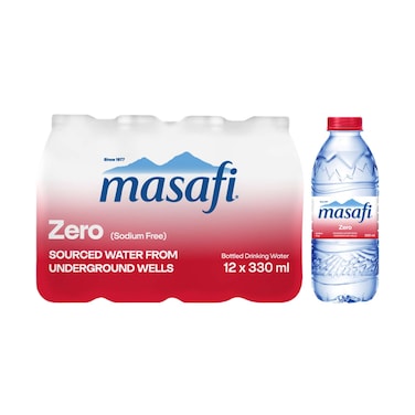 Masafi Zero % Sodium Free Water, 330ml, Pack of 12