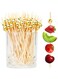 Cocktail Picks, Fancy Toothpicks for Appetizers, Decorative Skewers for Appetizers Drinks Party Fruit,Wooden Bamboo Gold Ball Food Sticks