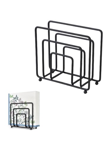 Duomama Modern Metal Black Napkin Holder - Stylish Table &amp; Countertop Dispenser for Indoor &amp; Outdoor Use - Sleek Kitchen Dining Accessory