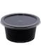 Packwell Black Base Microwave Round Shaped Container with Clear Lid 1500-Pieces, 100 ml Capacity, Black