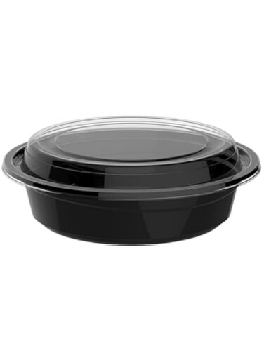 Blueberry 475ml - Round Disposable Food Container - Black Base With Clear Lid (HOT &amp; COLD USE) 16ounce (15)