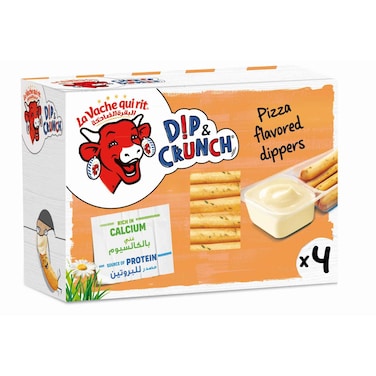La Vache Qui Rit Dip &amp; Crunch Cheese And Pizza Flavoured Breadstick Snack 4 Pieces 140g