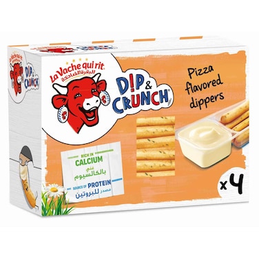 La Vache qui rit Dip &amp; Crunch, Cheese and Pizza Flavoured Breadstick Snack, 4 Pieces, 140g