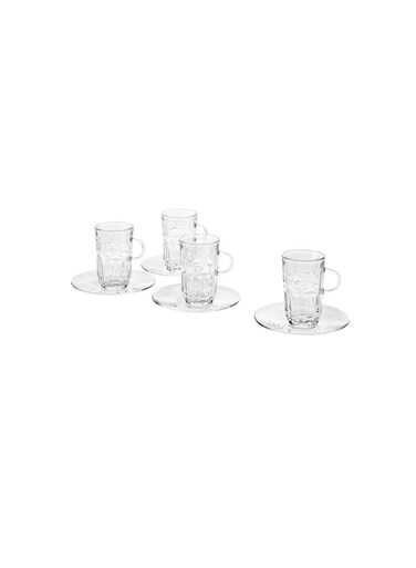 with saucer, clear glass/patterned7 cl