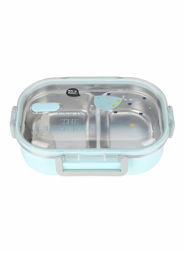 Steel Bento Lunch Box 650ml with Spoon Ideal for School Office Travel and Outdoor Use