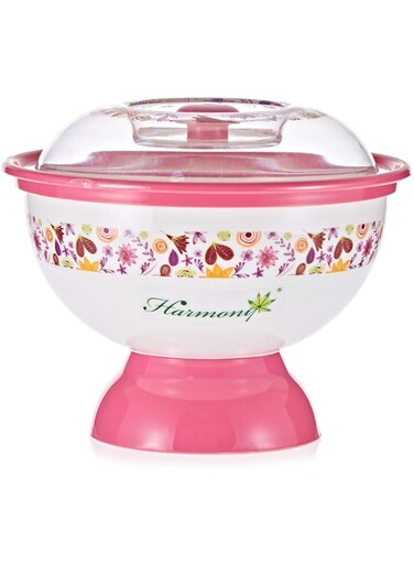 Harmony Small Bowl With Base Cover - 400 Ml White And Pink Multi Color