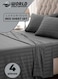 4-Piece Luxury Grey Striped Bedding Set Includes 1 Regular Bedsheet, 1 Fitted Bed Sheet, and 2 Pillow Cases for Ultimate Hotel-Inspired&Acirc;&nbsp;Sophistication in King, Queen and Single Sizes