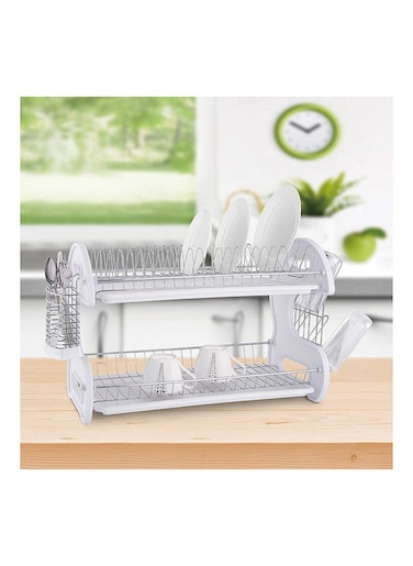 دانوب هوم Atticus 2 رف أطباق من الكروم معدن الحديد/البولي بروبلين رف أطباق الأدوات المنزلية الحديثة L 57x27 X H 35.8 سنتيمتر كروم