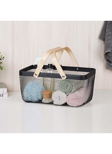 سلة تخزين دانوب هوم أتيكوس، منظم مطبخ معدني أسود، شبكة تخزين مستطيلة متعددة الأغراض للمطبخ وغرفة الطعام L40Xw24.5Xh17.6cm - أسود