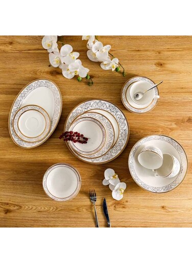 Danube Home Royal 32-Piece New Bone China Dinner Set -Serve 6