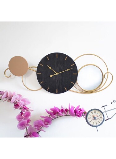 Danube Home Cambridge Modern Wall Clock With Accent Stylish And Functional Clock For Home Office Bedroom Living Room Elegant Design Accurate Timekeeping And Easy To Read 81.5X30X4.5cm Black