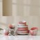 Danube Home Angelika 18-Piece Stoneware Dinner Set, Modern Dinnerware Sets Service For 4 - Pink
