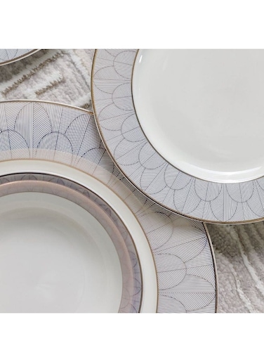 طقم عشاء دانوب هوم إليجانزا الجديد المكون من 44 قطعة من الخزف الصيني يقدم 8 أشخاص أنيق ومتين، مثالي لتناول الطعام الرسمي والمناسبات الخاصة أو الاستخدام اليومي، ويشمل أطباق وأكواب وصحون