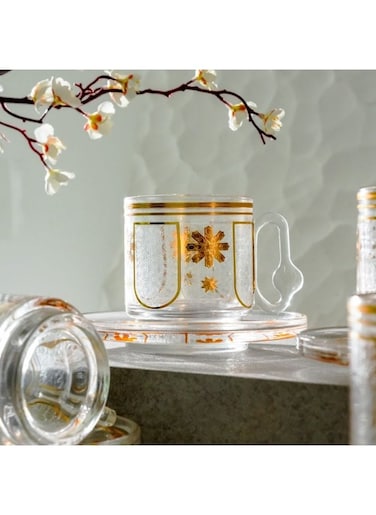 Danube Home Jannat 12-Piece Cup And Saucer Set 230Ml Elegant And Durable Porcelain Cups And Saucers Perfect For Tea Coffee And Hot Beverages Serve 6 People Ideal For Special Occasions