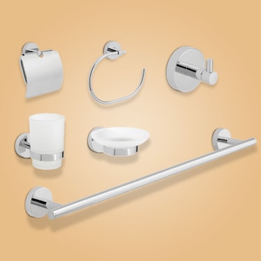 Milano Vado Sirkel Bathroom Accessory 6 Pack Sets 22X25X3 cm Chrome