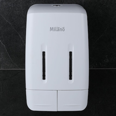 موزع صابون مزدوج ميلانو كراون من دانوب هوم HSD-F9088-2، موزع صابون أكريليك للحمام والمرحاض