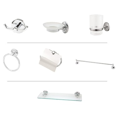 Danube Home 7-Piece Milano Classic Bathroom Accessories Set Silver/Clear