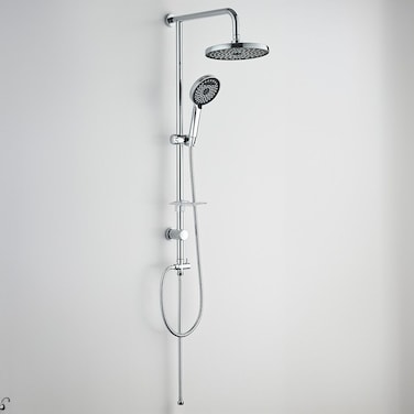 دش دانوب هوم ميلانو أليسا، عمود دش فاخر مثبت على الحائط مع رأس دش مطري ودش يدوي، تصميم أنيق، إعدادات قابلة للتعديل، للحمامات العصرية