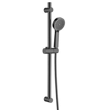 Danube Home Milano Calli Shower Sliding Kit 3 Pcs Matte Grey, Metal Body Complete Shower Set, Rain Mixer Shower Combo Set Wall Mounted Rainfall Shower System For Toilet Bathroom - Grey