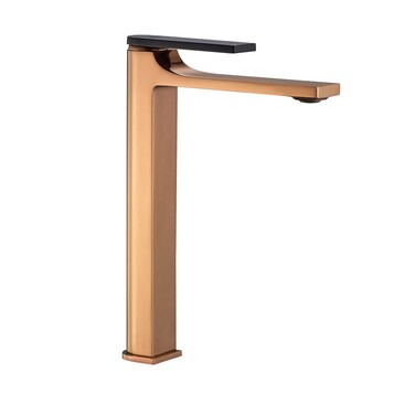 Danube Home Milano Mila Art Basin Mixer Rose Gold W/Handle Matt Black