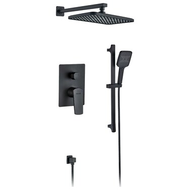 مجموعة دش مطري مخفي من دانوب هوم ميلانو يانا - دش مطري محمول مثبت على الحائط، لون أسود غير لامع، صنبور دش من النحاس/الفولاذ المقاوم للصدأ، نظام دش مخفي للحمام - (50.4×30.9×65.8) سم